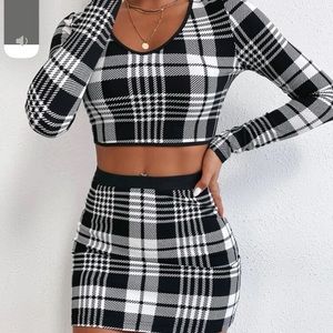 plaid two piece set